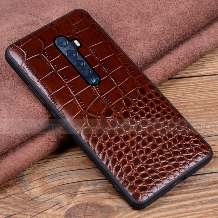 Custodia Lusso Pelle Cover S04 per Oppo Reno2 Marrone