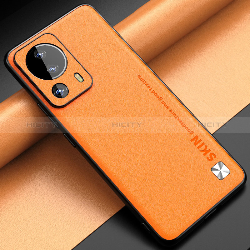 Custodia Lusso Pelle Cover S04 per Xiaomi Civi 2 5G Arancione