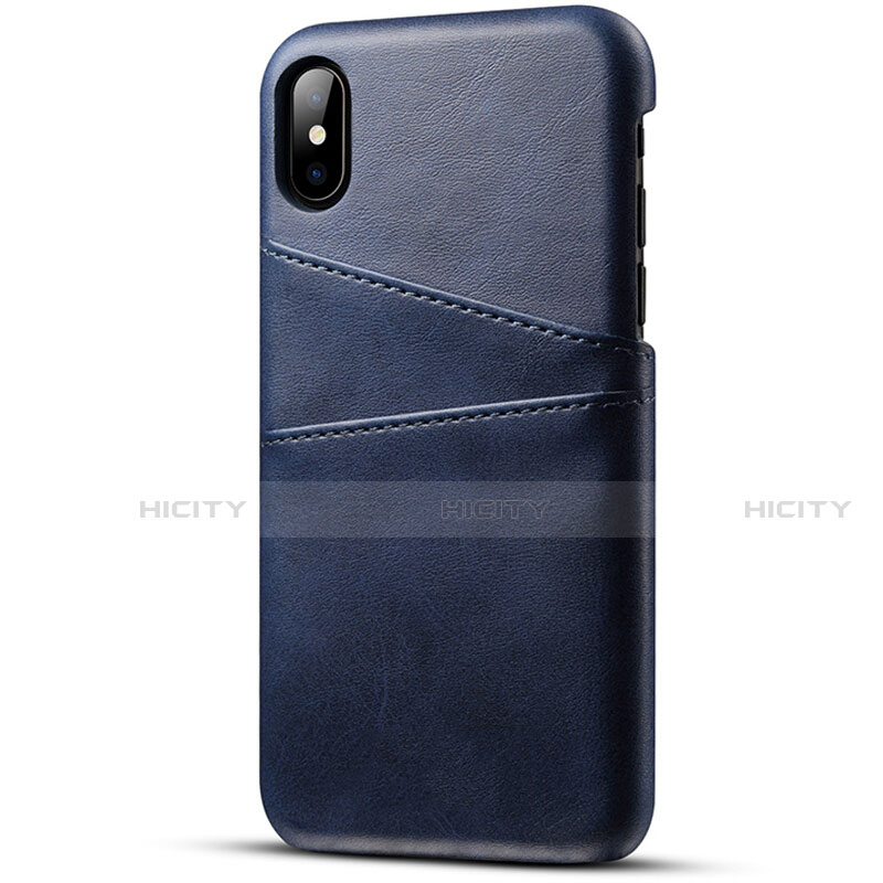 Custodia Lusso Pelle Cover S06 per Apple iPhone X Blu