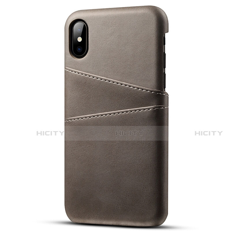 Custodia Lusso Pelle Cover S06 per Apple iPhone Xs Grigio