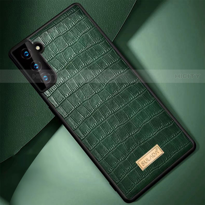 Custodia Lusso Pelle Cover S08 per Samsung Galaxy S21 Plus 5G Verde