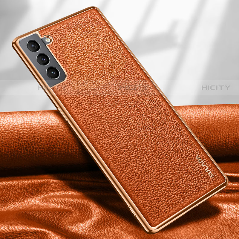 Custodia Lusso Pelle Cover S09 per Samsung Galaxy S21 Plus 5G Arancione