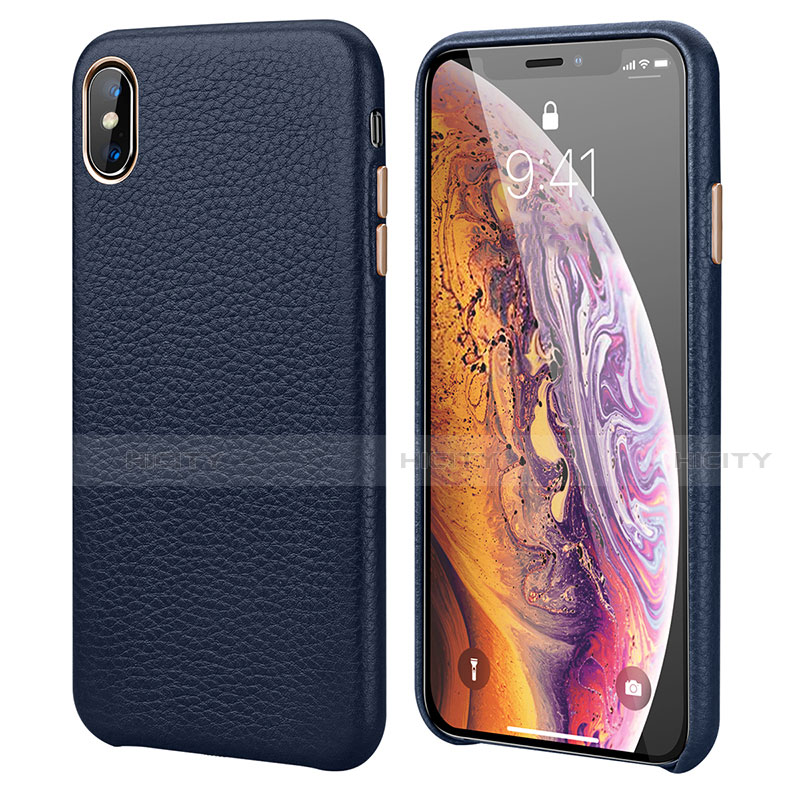 Custodia Lusso Pelle Cover S14 per Apple iPhone Xs Blu