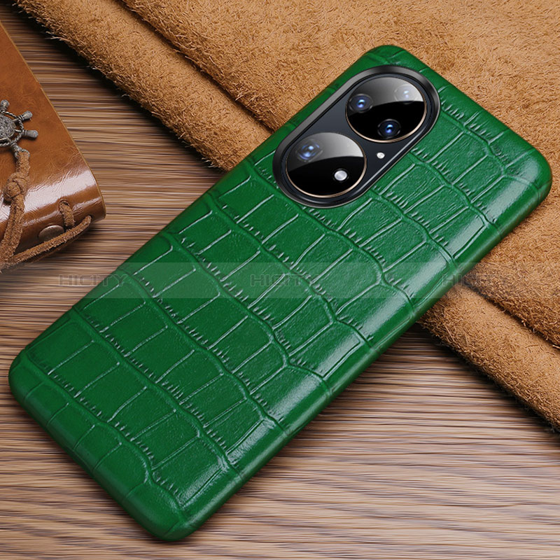 Custodia Lusso Pelle Cover ST3 per Huawei P50e Verde