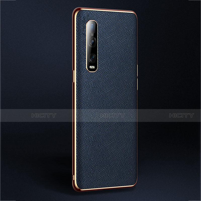 Custodia Lusso Pelle Cover U02 per Oppo Find X2 Pro Blu