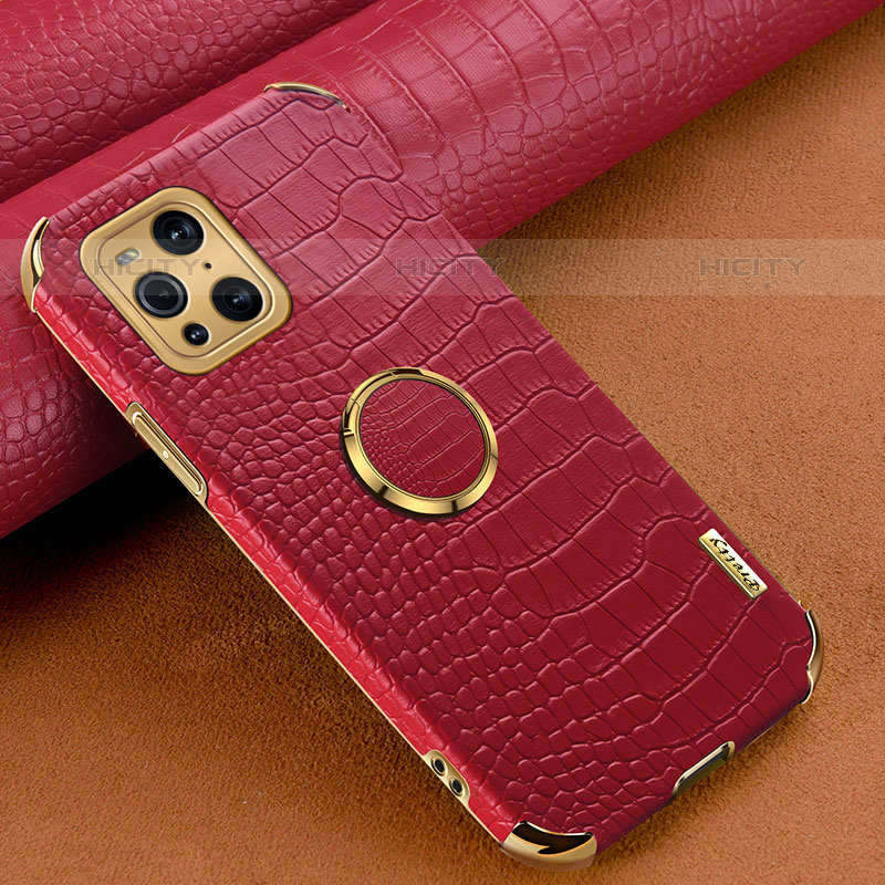 Custodia Lusso Pelle Cover XD2 per Oppo Find X3 Pro 5G Rosso