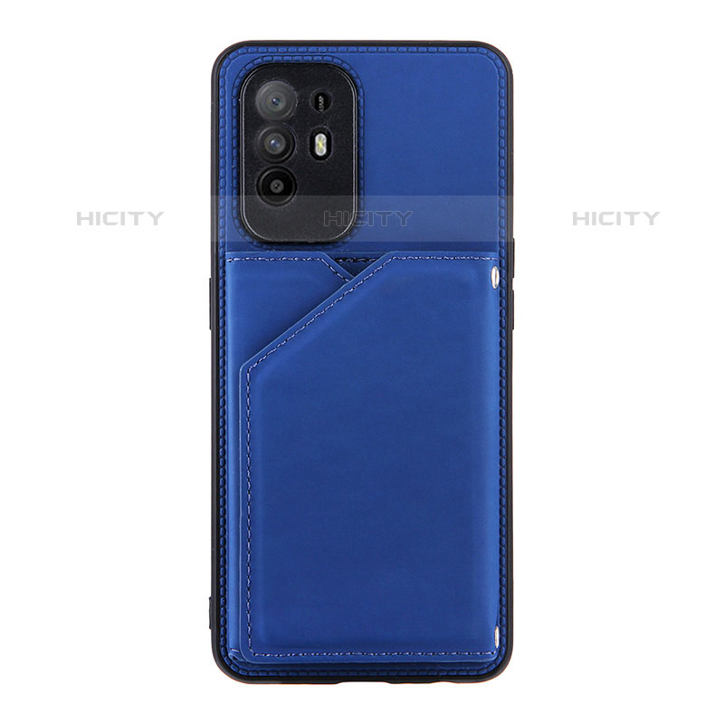 Custodia Lusso Pelle Cover Y01B per Oppo A95 5G Blu