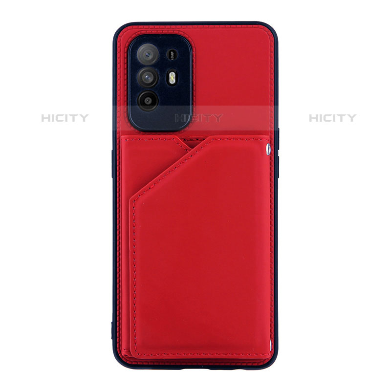 Custodia Lusso Pelle Cover Y01B per Oppo A95 5G Rosso