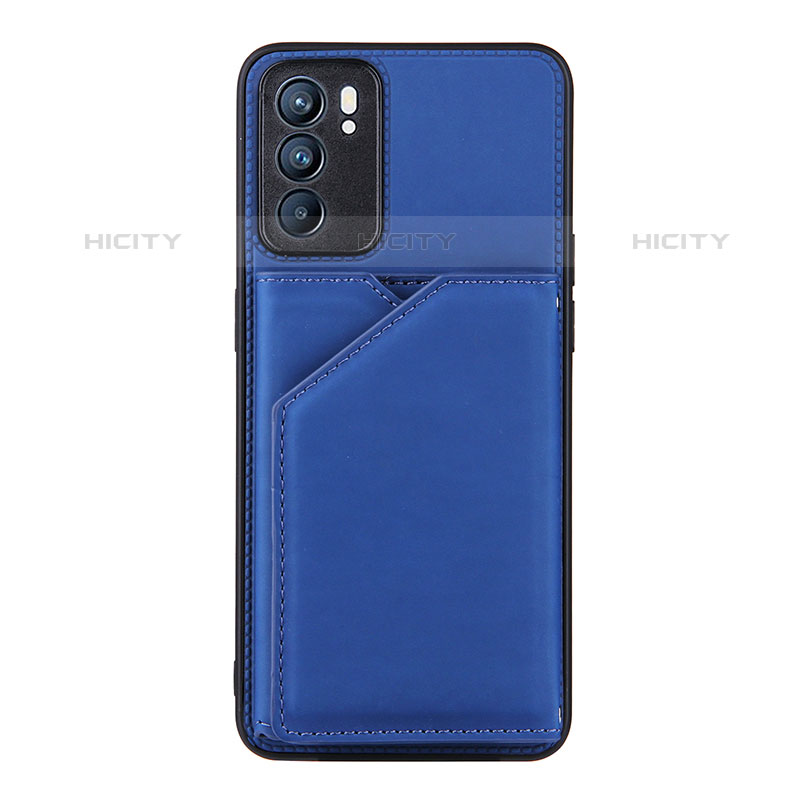 Custodia Lusso Pelle Cover Y01B per Oppo Reno6 5G Blu