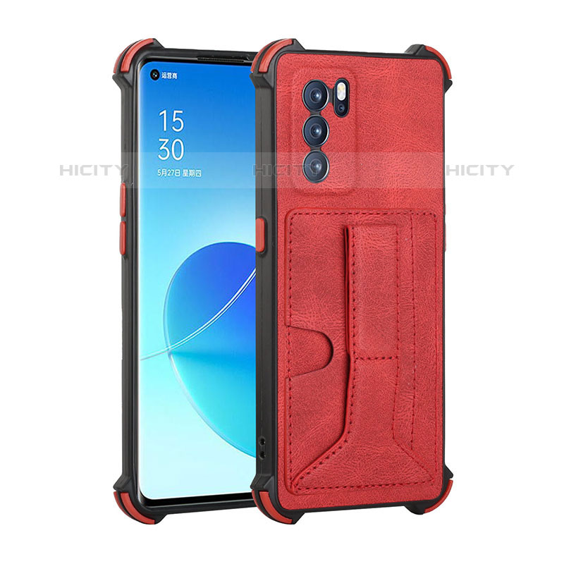 Custodia Lusso Pelle Cover Y01B per Oppo Reno6 Pro 5G India Rosso