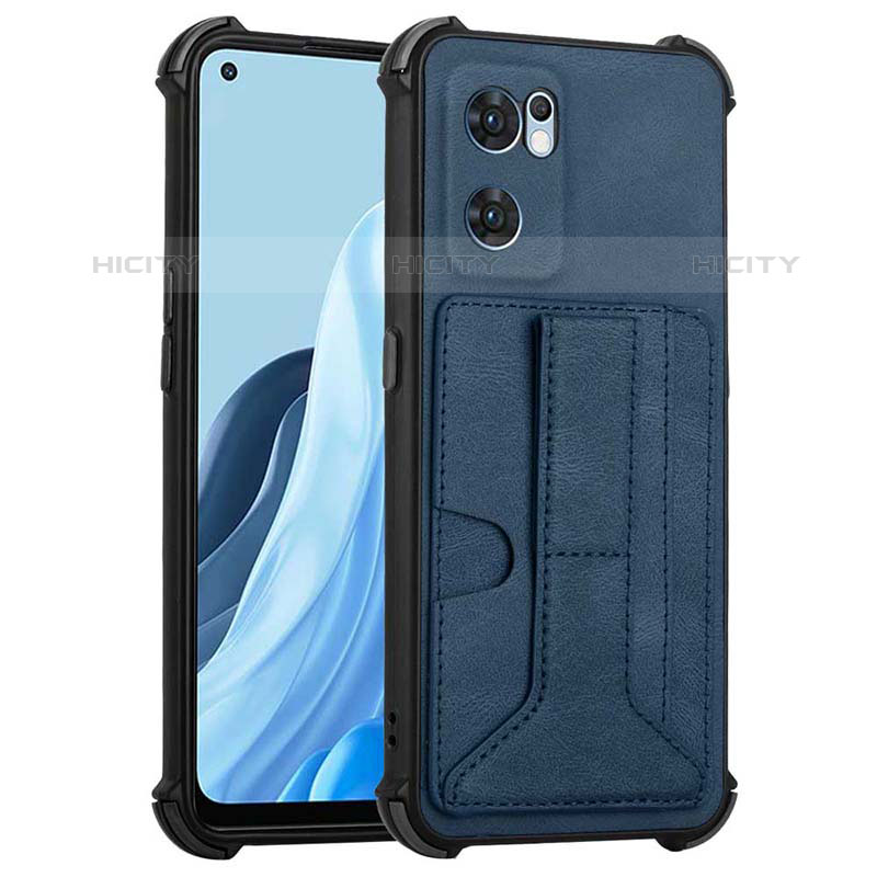 Custodia Lusso Pelle Cover Y01B per Oppo Reno7 5G Blu