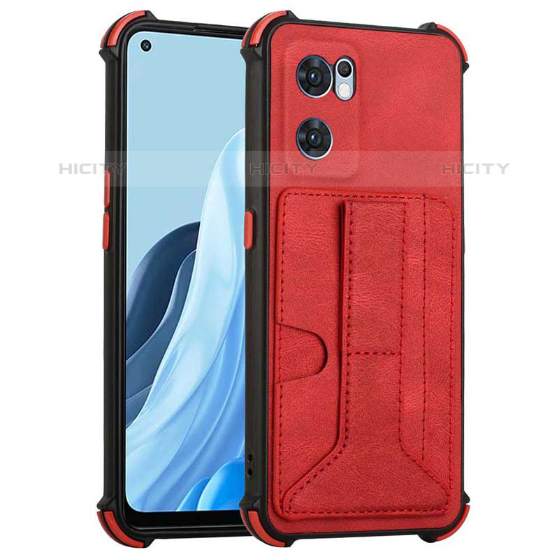 Custodia Lusso Pelle Cover Y01B per Oppo Reno7 5G Rosso