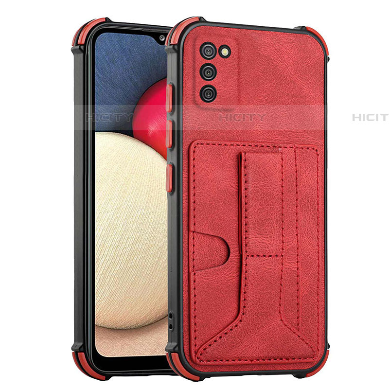 Custodia Lusso Pelle Cover Y01B per Samsung Galaxy A03s Rosso