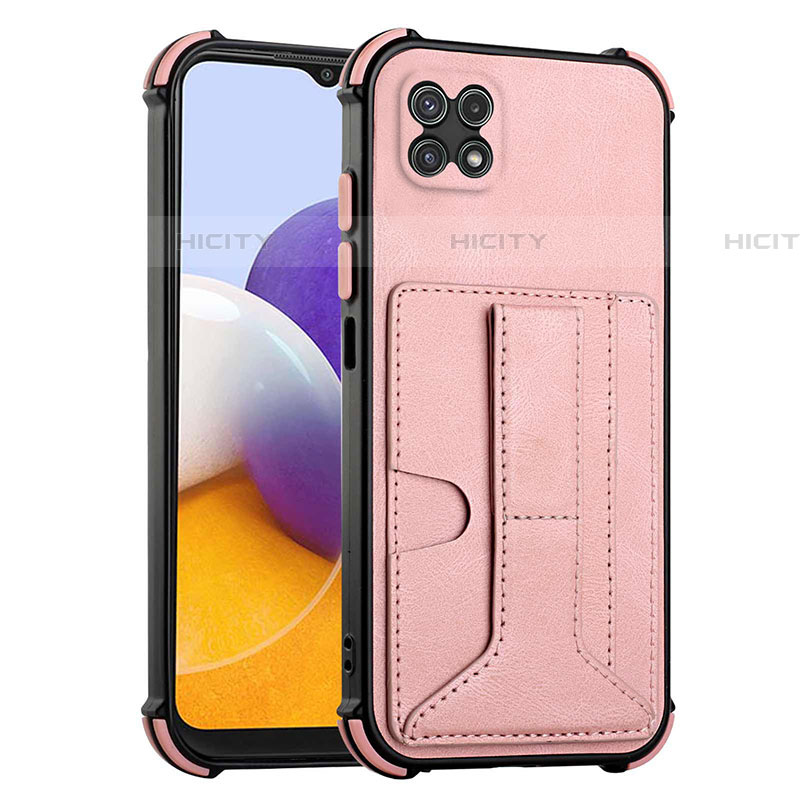 Custodia Lusso Pelle Cover Y01B per Samsung Galaxy F42 5G Oro Rosa