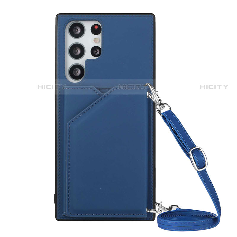 Custodia Lusso Pelle Cover Y01B per Samsung Galaxy S22 Ultra 5G Blu