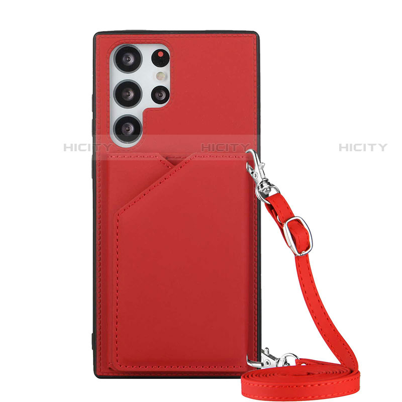 Custodia Lusso Pelle Cover Y01B per Samsung Galaxy S22 Ultra 5G Rosso