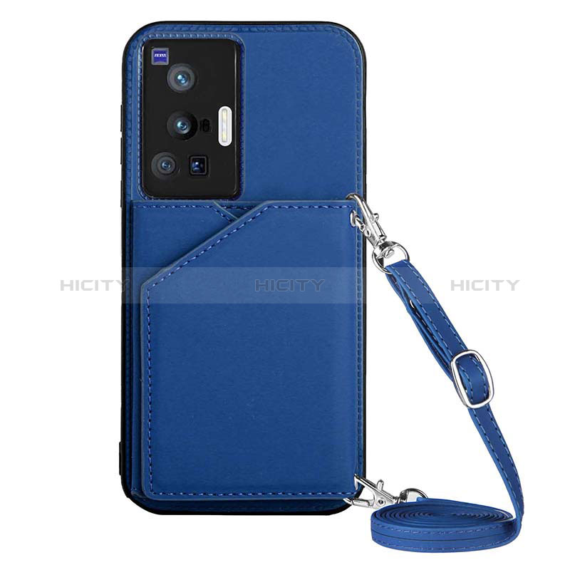 Custodia Lusso Pelle Cover Y01B per Vivo X70 Pro 5G Blu