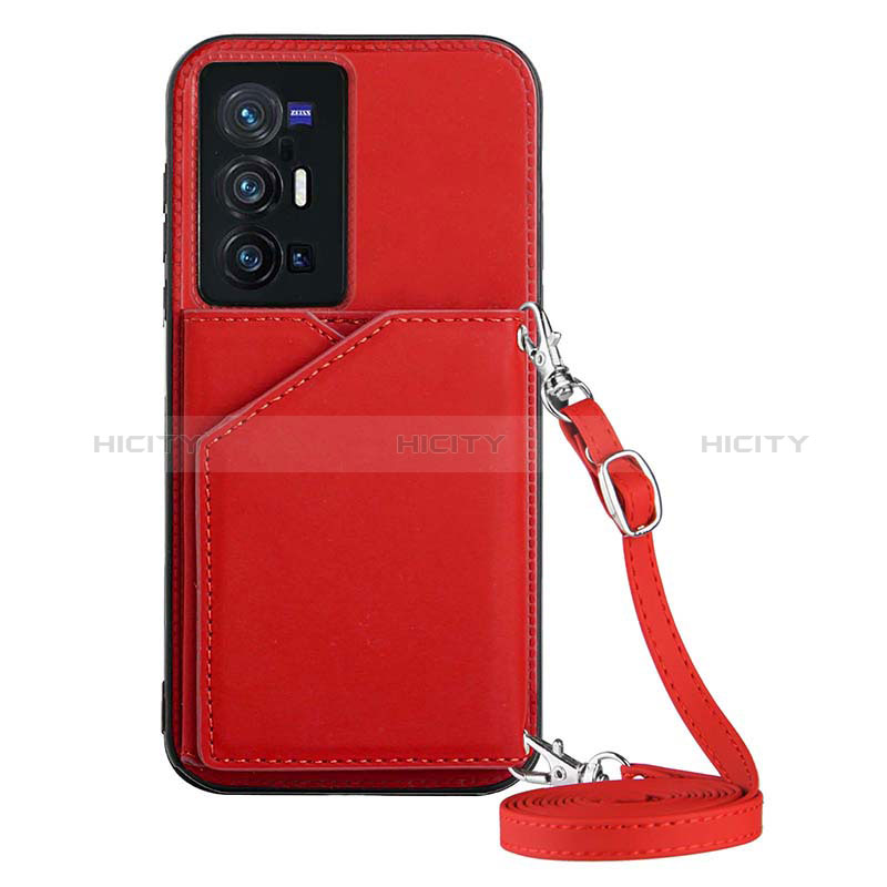 Custodia Lusso Pelle Cover Y01B per Vivo X70 Pro+ Plus 5G Rosso