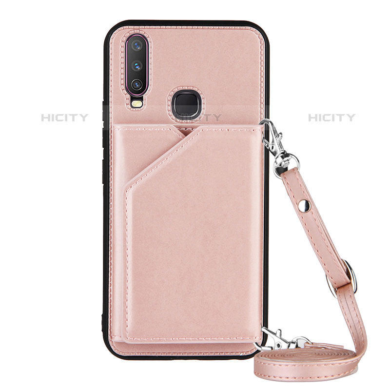 Custodia Lusso Pelle Cover Y01B per Vivo Y11 Oro Rosa