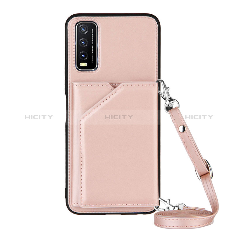 Custodia Lusso Pelle Cover Y01B per Vivo Y11s Oro Rosa