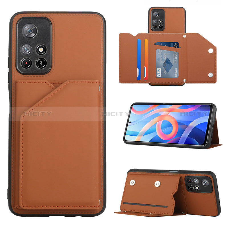 Custodia Lusso Pelle Cover Y01B per Xiaomi Poco M4 Pro 5G Marrone