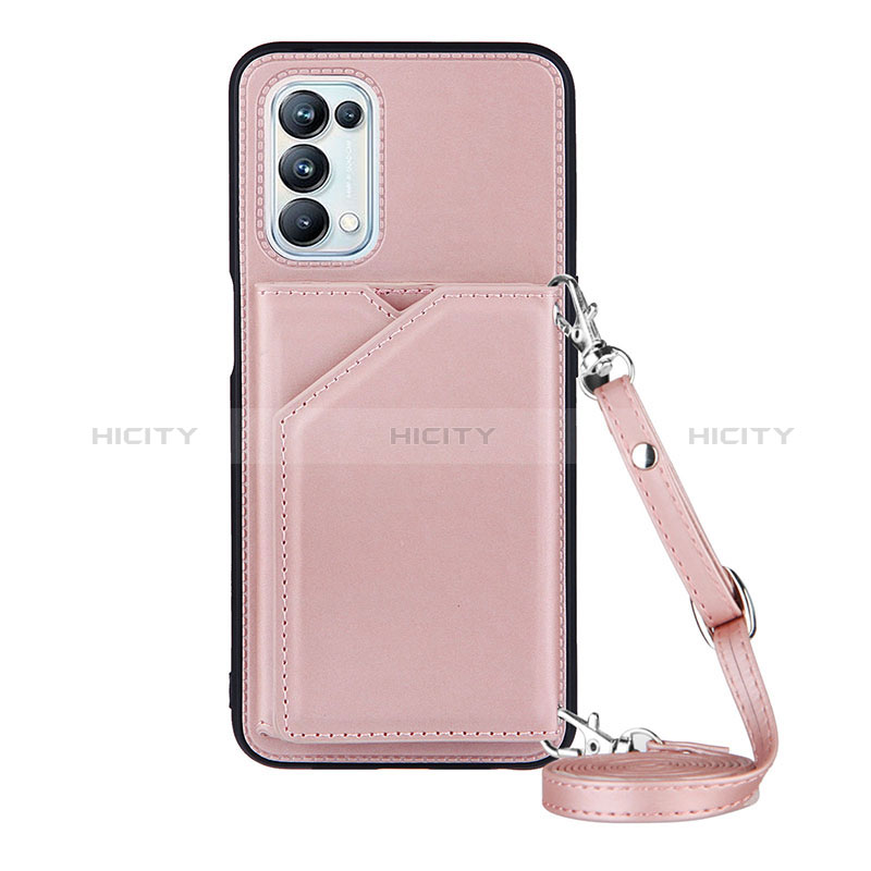 Custodia Lusso Pelle Cover Y02B per Oppo A54 5G Oro Rosa