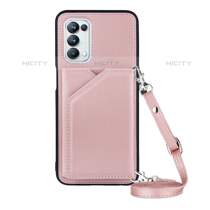 Custodia Lusso Pelle Cover Y02B per Oppo A93 5G Oro Rosa