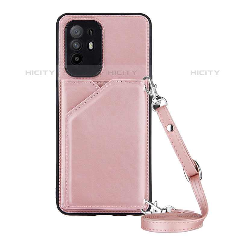 Custodia Lusso Pelle Cover Y02B per Oppo A94 5G Oro Rosa