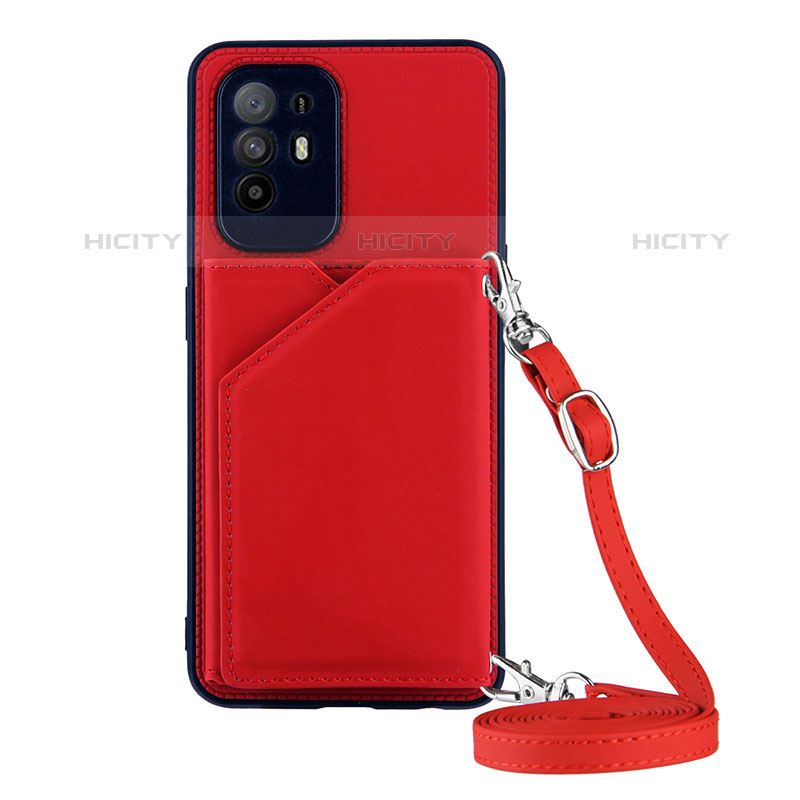 Custodia Lusso Pelle Cover Y02B per Oppo F19 Pro+ Plus 5G Rosso