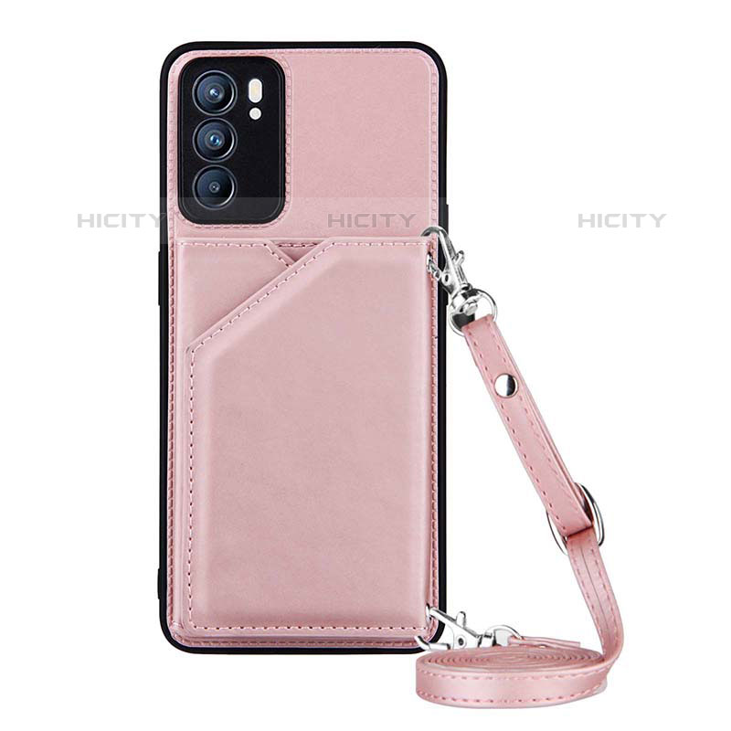 Custodia Lusso Pelle Cover Y02B per Oppo Reno6 5G Oro Rosa