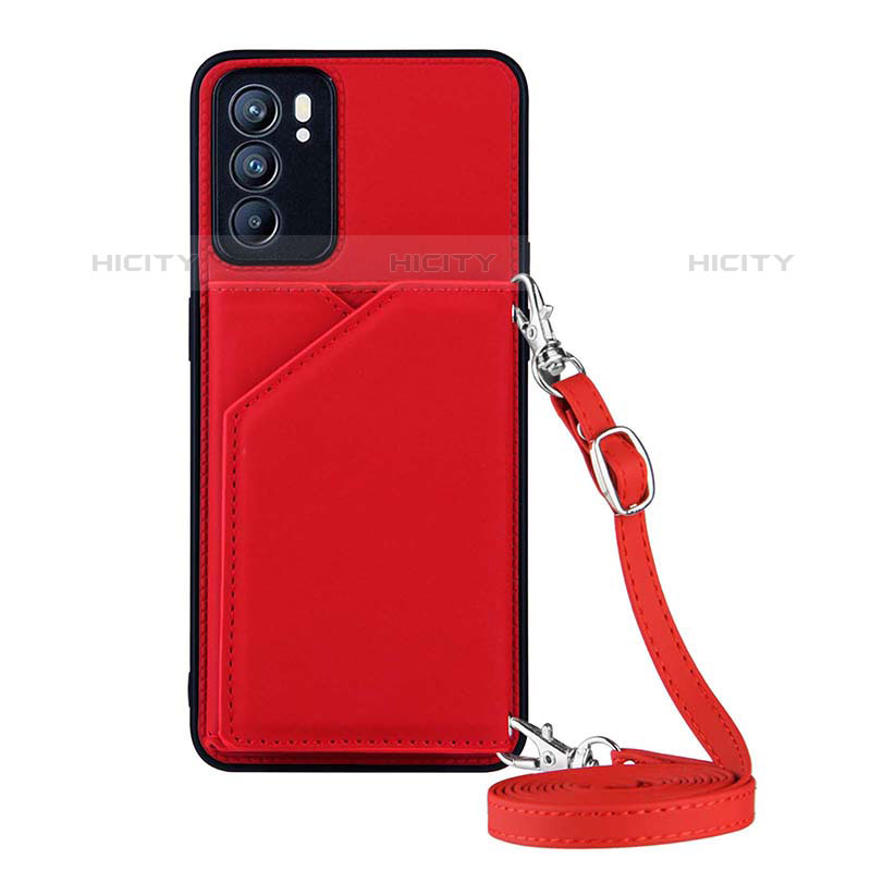 Custodia Lusso Pelle Cover Y02B per Oppo Reno6 5G Rosso