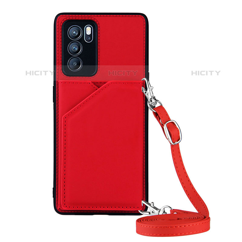 Custodia Lusso Pelle Cover Y02B per Oppo Reno6 Pro 5G India Rosso