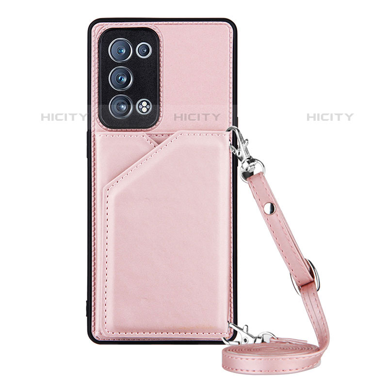 Custodia Lusso Pelle Cover Y02B per Oppo Reno6 Pro 5G Oro Rosa