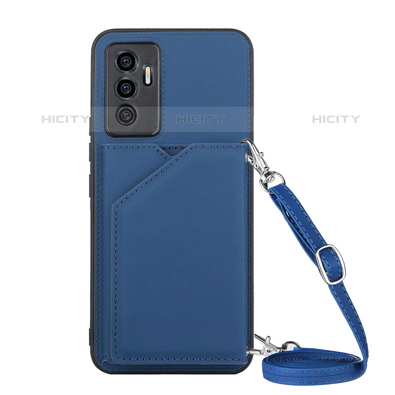 Custodia Lusso Pelle Cover Y02B per Vivo V23e 5G Blu