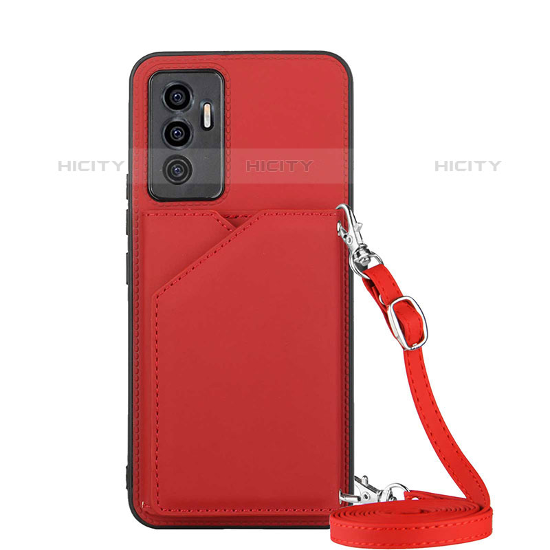 Custodia Lusso Pelle Cover Y02B per Vivo V23e 5G Rosso