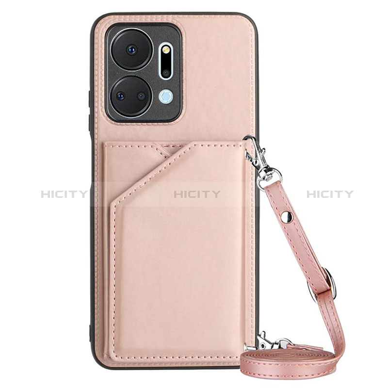 Custodia Lusso Pelle Cover Y03B per Huawei Honor X7a Oro Rosa