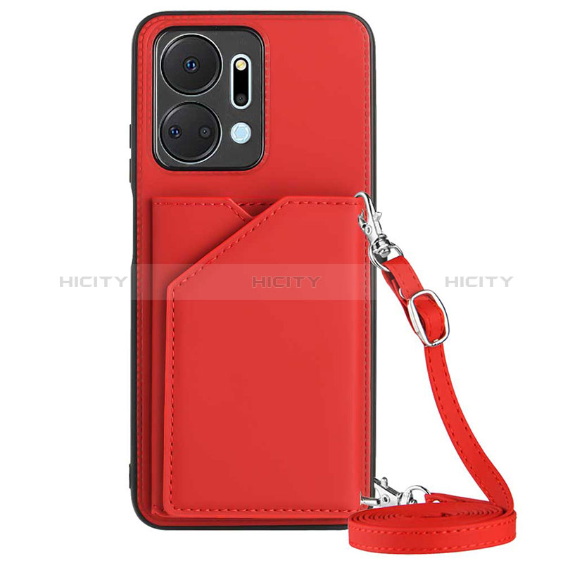 Custodia Lusso Pelle Cover Y03B per Huawei Honor X7a Rosso