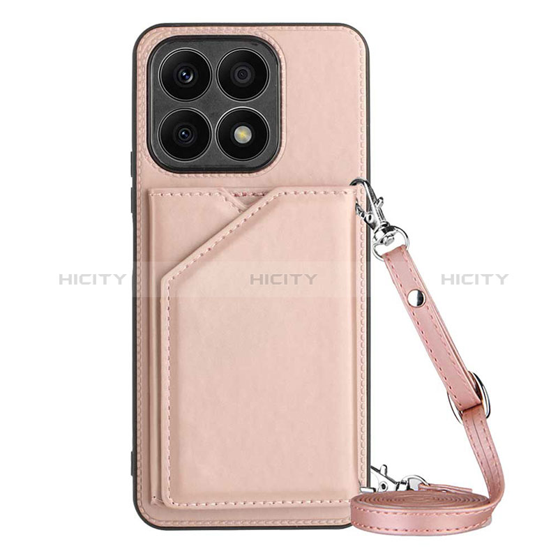 Custodia Lusso Pelle Cover Y03B per Huawei Honor X8a 4G Oro Rosa