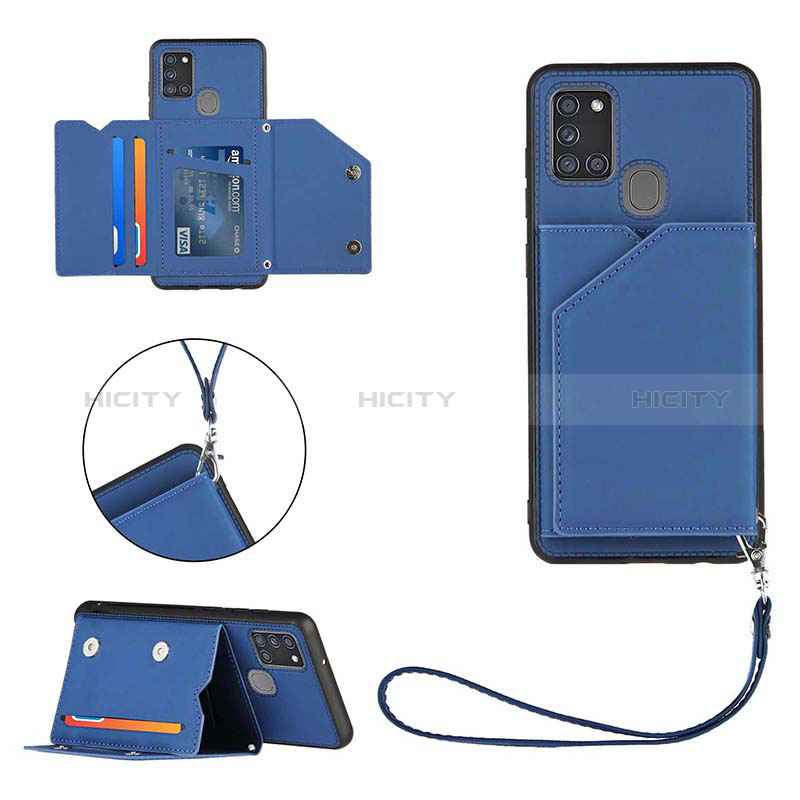 Custodia Lusso Pelle Cover Y03B per Samsung Galaxy A21s Blu