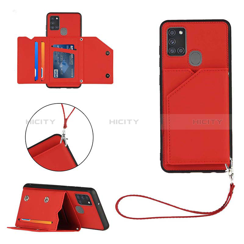 Custodia Lusso Pelle Cover Y03B per Samsung Galaxy A21s Rosso