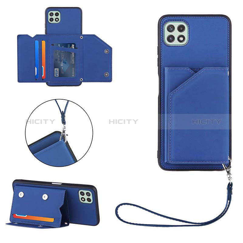 Custodia Lusso Pelle Cover Y03B per Samsung Galaxy A22s 5G Blu