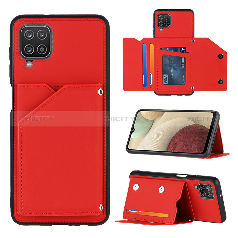 Custodia Lusso Pelle Cover Y03B per Samsung Galaxy F12 Rosso