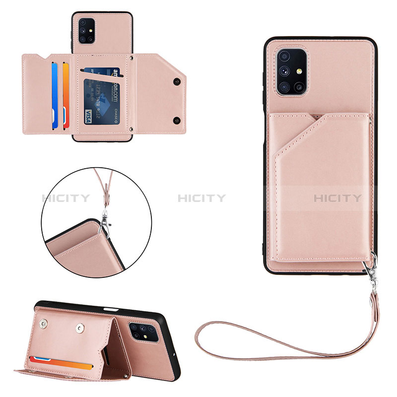 Custodia Lusso Pelle Cover Y03B per Samsung Galaxy M51 Oro Rosa