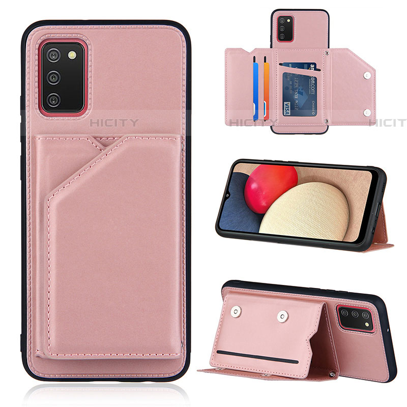 Custodia Lusso Pelle Cover Y04B per Samsung Galaxy A03s Oro Rosa