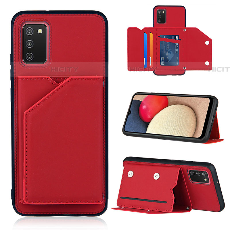 Custodia Lusso Pelle Cover Y04B per Samsung Galaxy A03s Rosso