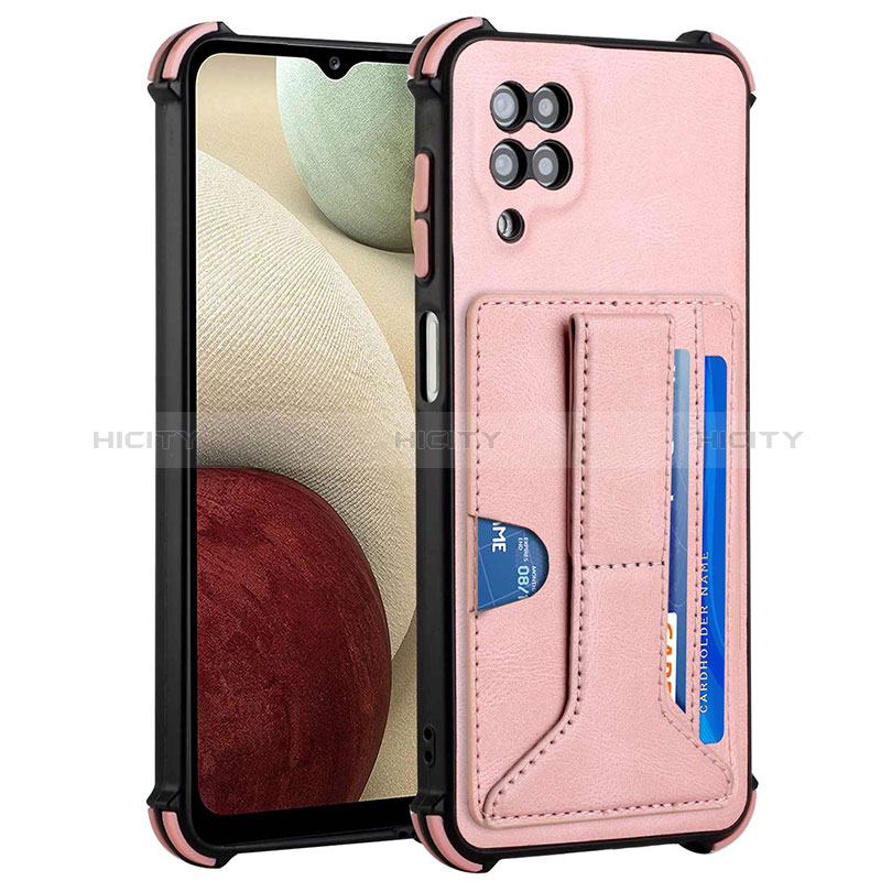 Custodia Lusso Pelle Cover Y04B per Samsung Galaxy A12 Oro Rosa