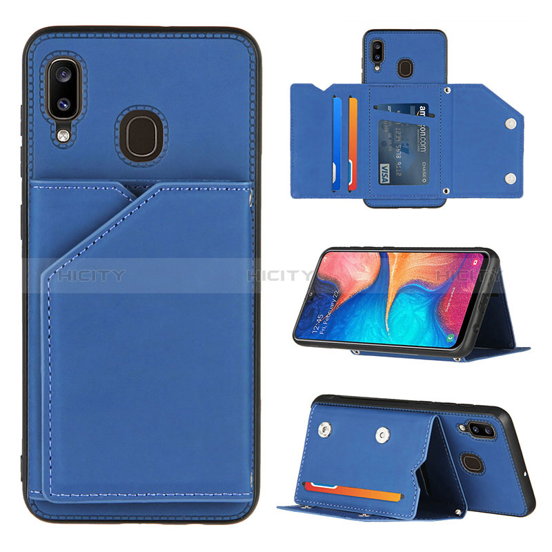 Custodia Lusso Pelle Cover Y04B per Samsung Galaxy A20 Blu