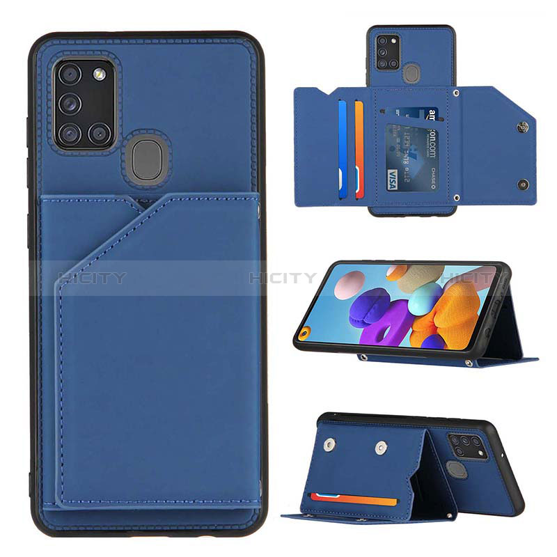 Custodia Lusso Pelle Cover Y04B per Samsung Galaxy A21s Blu