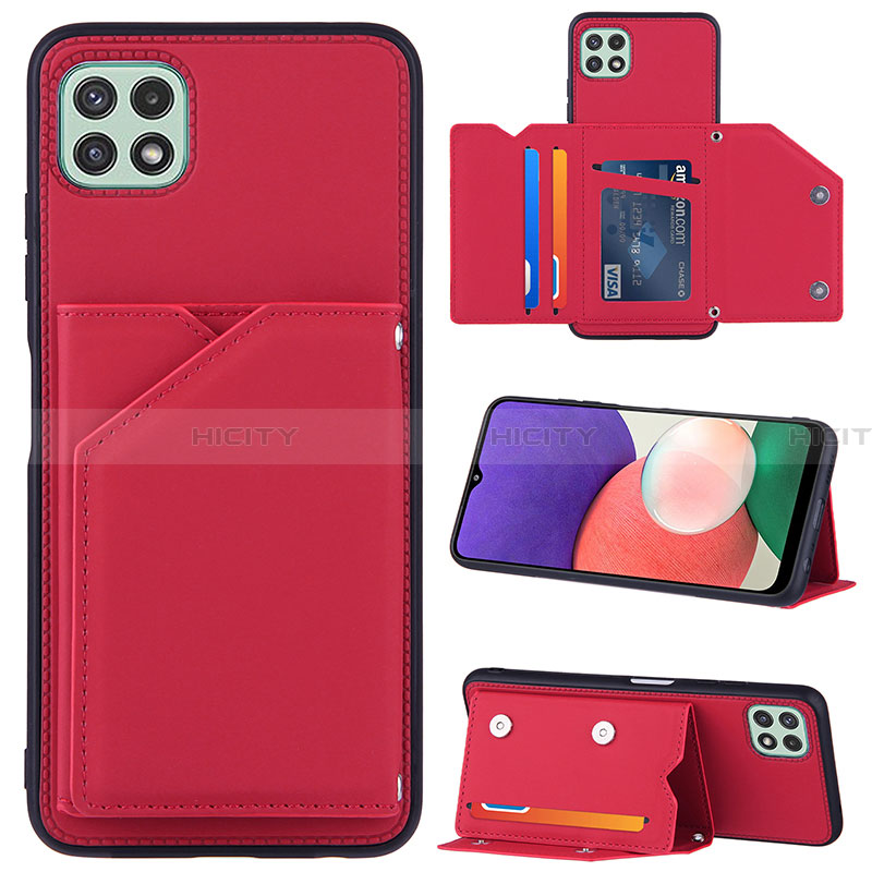 Custodia Lusso Pelle Cover Y04B per Samsung Galaxy A22 5G Rosso