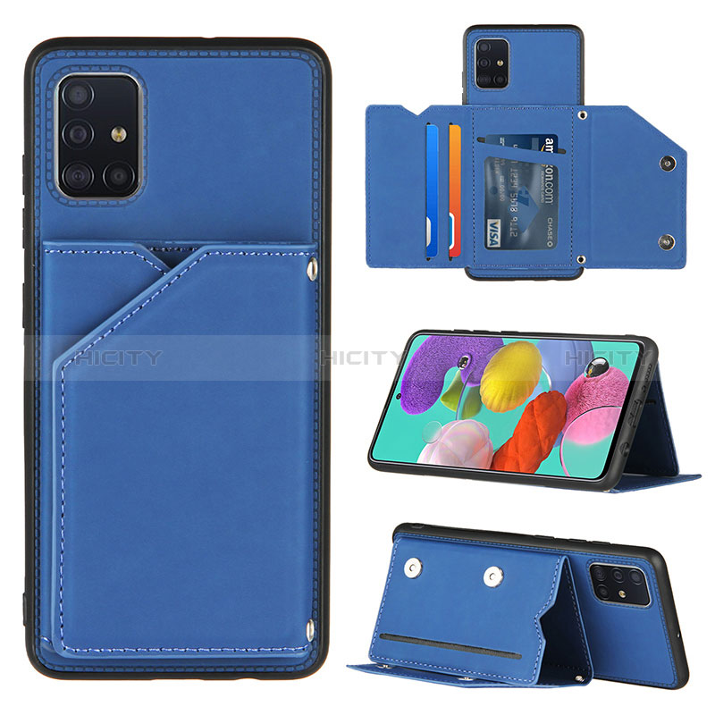 Custodia Lusso Pelle Cover Y04B per Samsung Galaxy A51 5G Blu